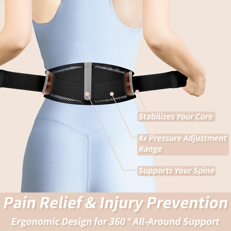 Slim & Narrow Back Brace for Lower Back Pain Women and Men, Lightweight & Thin Back Support Belt for Sciatica, Herniated Disc Relief, Breathable Lumbar Support Belt with Dual Adjustable Compression-M