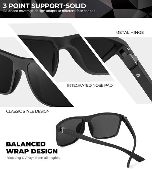 KALIYADI Polarized Sunglasses - UV Protection for Men & Women | Ideal for Driving, Fishing & Golf (3 Pack)