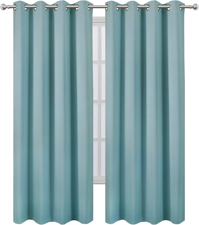 LEMOMO Blackout Curtains 66 x 84 inch/Stone Blue Curtains Set of 2