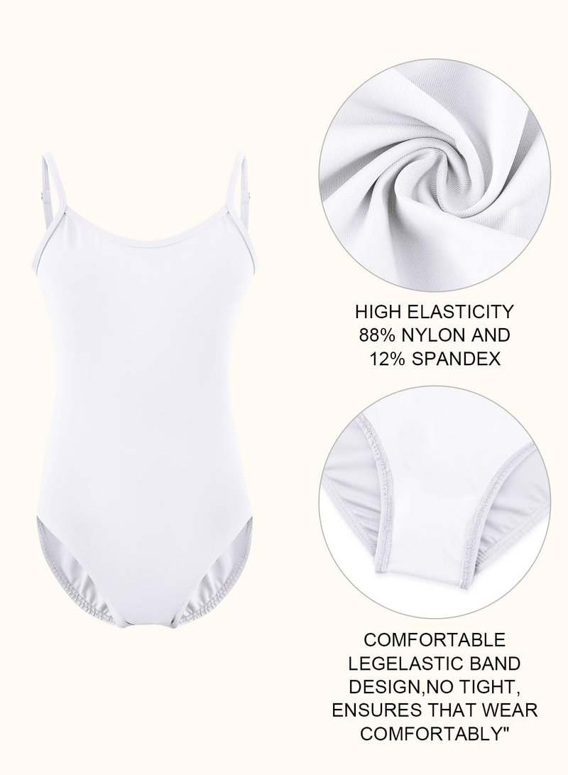 XiaoMoSha Girls Seamless Camisole Undergarment Leotard White Bodysuits for Ballet Dance Gymnastics Size 3-14 Years Old,White,110(3-4Y)