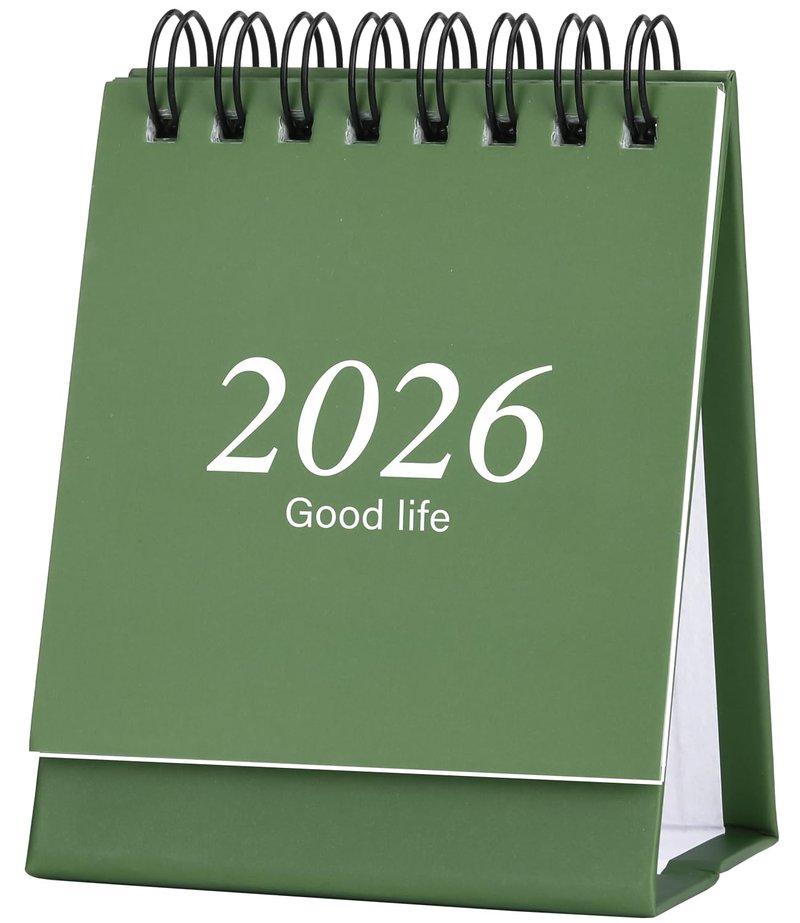 Mini Desk Calendar 2026-2027, January 2026 until July 2027, Small Desk Calendar Standing Flip Monthly Calendar Twin-Wire Binding with Stickers for Home Office School (Green)