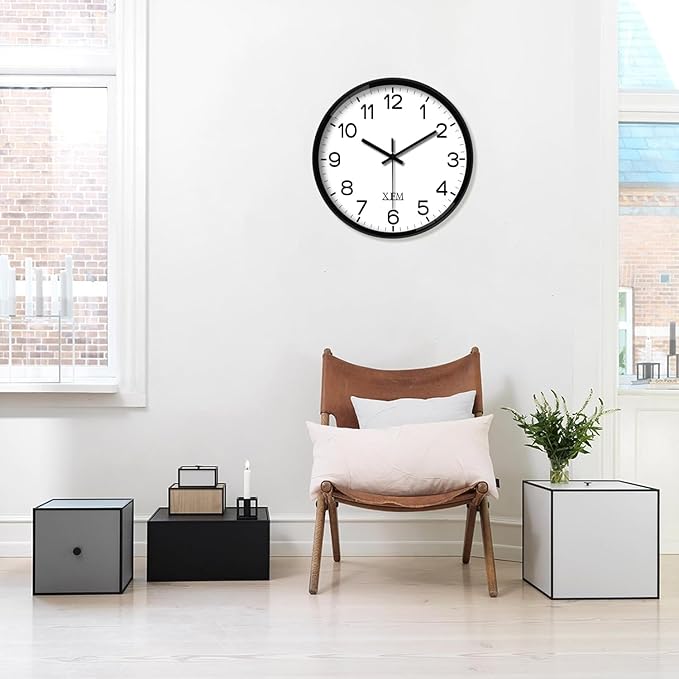 XFM Wall Clock 12 Inch Modern Small Wall Clocks Battery Operated Silent Non