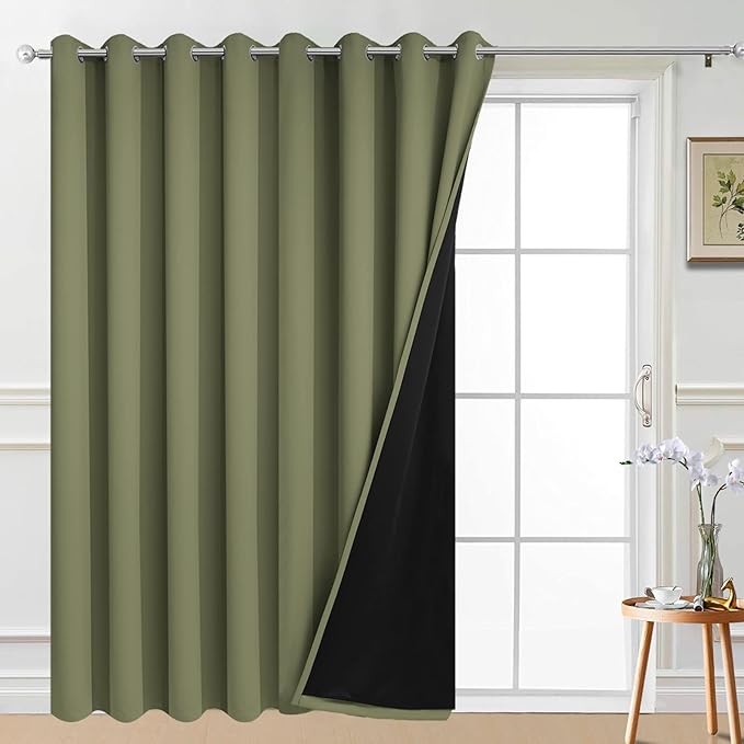 Yakamok 100% Blackout Extra Wide Thermal Insulated Curtains, Total Shade Patio