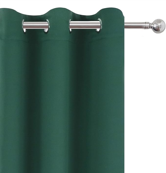 LEMOMO Blackout Curtains 52 x 90 Inch Long Dark Green Curtains Set of 2 Panels