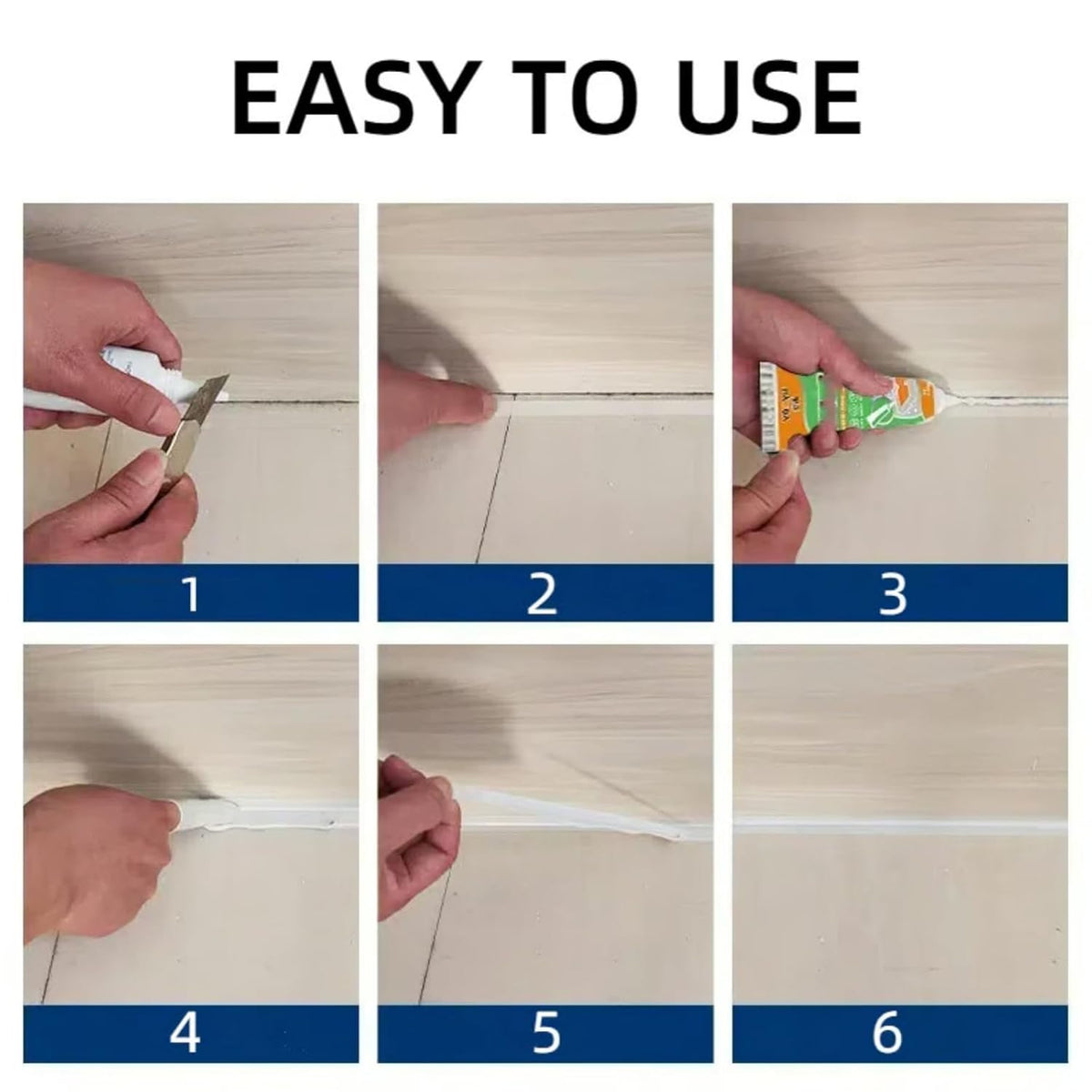 Waterproof White Grout Repair Kit, Grout Pen for Shower Tile, Grout Filler Repair, Squeeze Tube White Caulk, Waterproof & Moisture-Resistant, for Kitchen Bathroom (1)