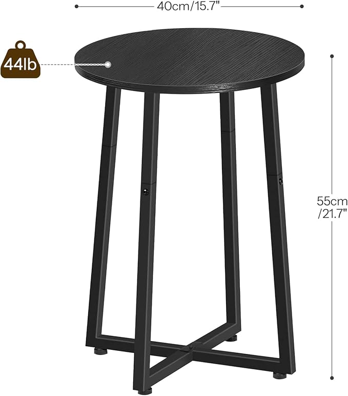 HOOBRO Side Table, Round End Accent Table with Sturdy Metal Pedestal, 15.7" Round Nightstand, for Living Room, Bedroom, Balcony, Office, Black BB95BZ01