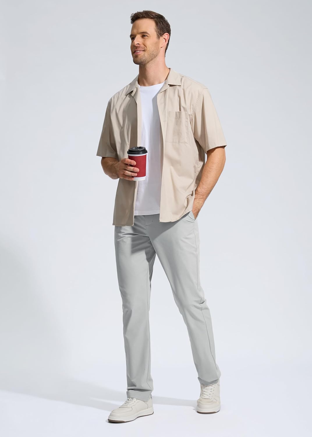 Pudolla Men's Golf Pants - Lightweight Quick-Dry Casual Slacks with Pockets | Available in 30"/32"/34" Sizes