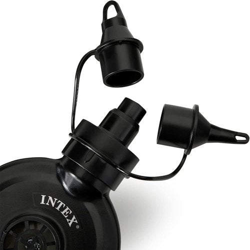 Intex 66619E Electric Air Pump - Quick Fill 120 Volt with 3 Nozzles | Compact & Versatile, Black