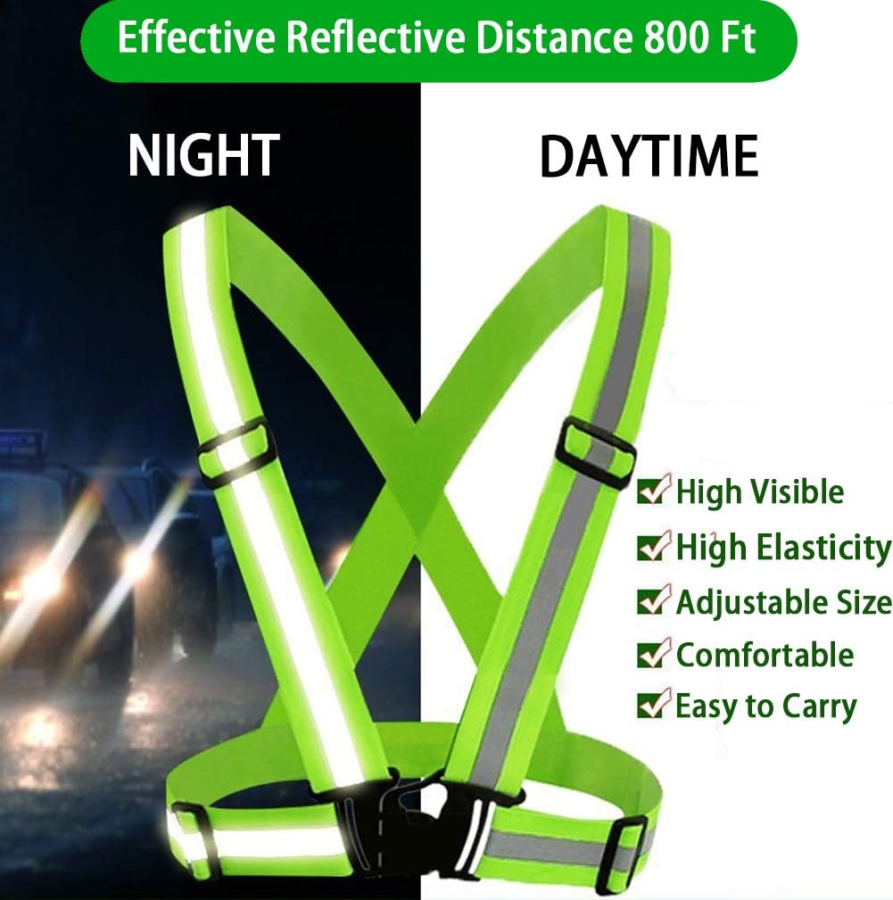 Skiennix Reflective Vest - Adjustable High Visibility Glow Belt with 2-Pack Armbands | Ultralight & Comfy for Running, Cycling, Walking