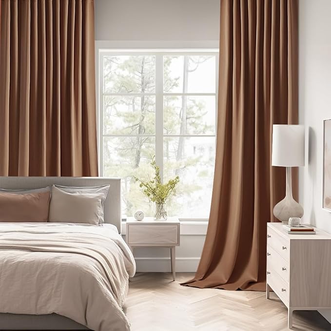 MIULEE Back Tab Blackout Curtains 90 Inch Long 2 Panels Set