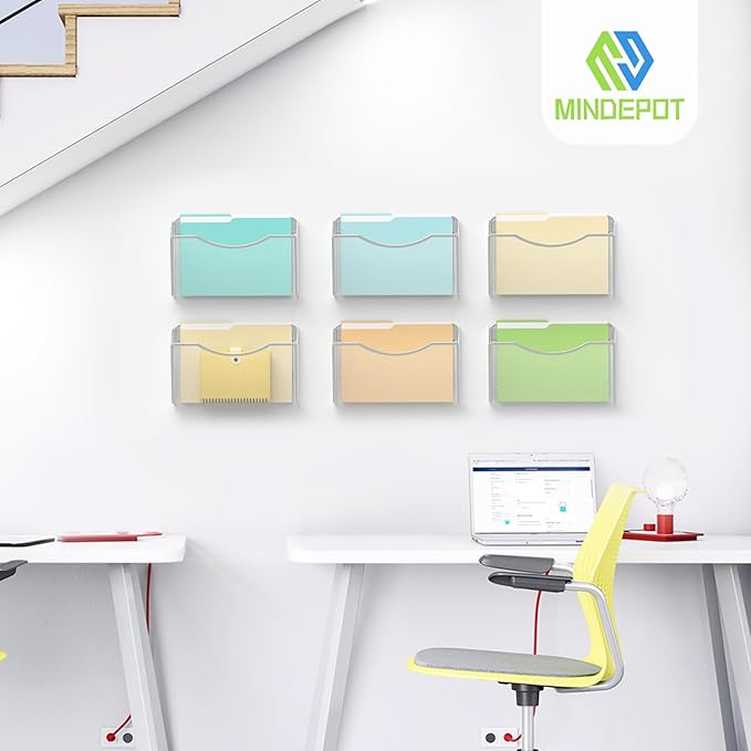 MINDEPOT Wall File Organizer, Hanging Wall Mounted File Folder Binder Holder