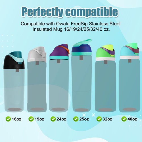 2pcs Replacement Stopper for Owala FreeSip 24/32oz, BPA Free Rubber Water Bottle Top Lid Gasket Parts Seal Bottle Cap Mouth for Owala 16/19/24/32/40oz Silicone Bottle Gasket Plug Accessories(Gray)