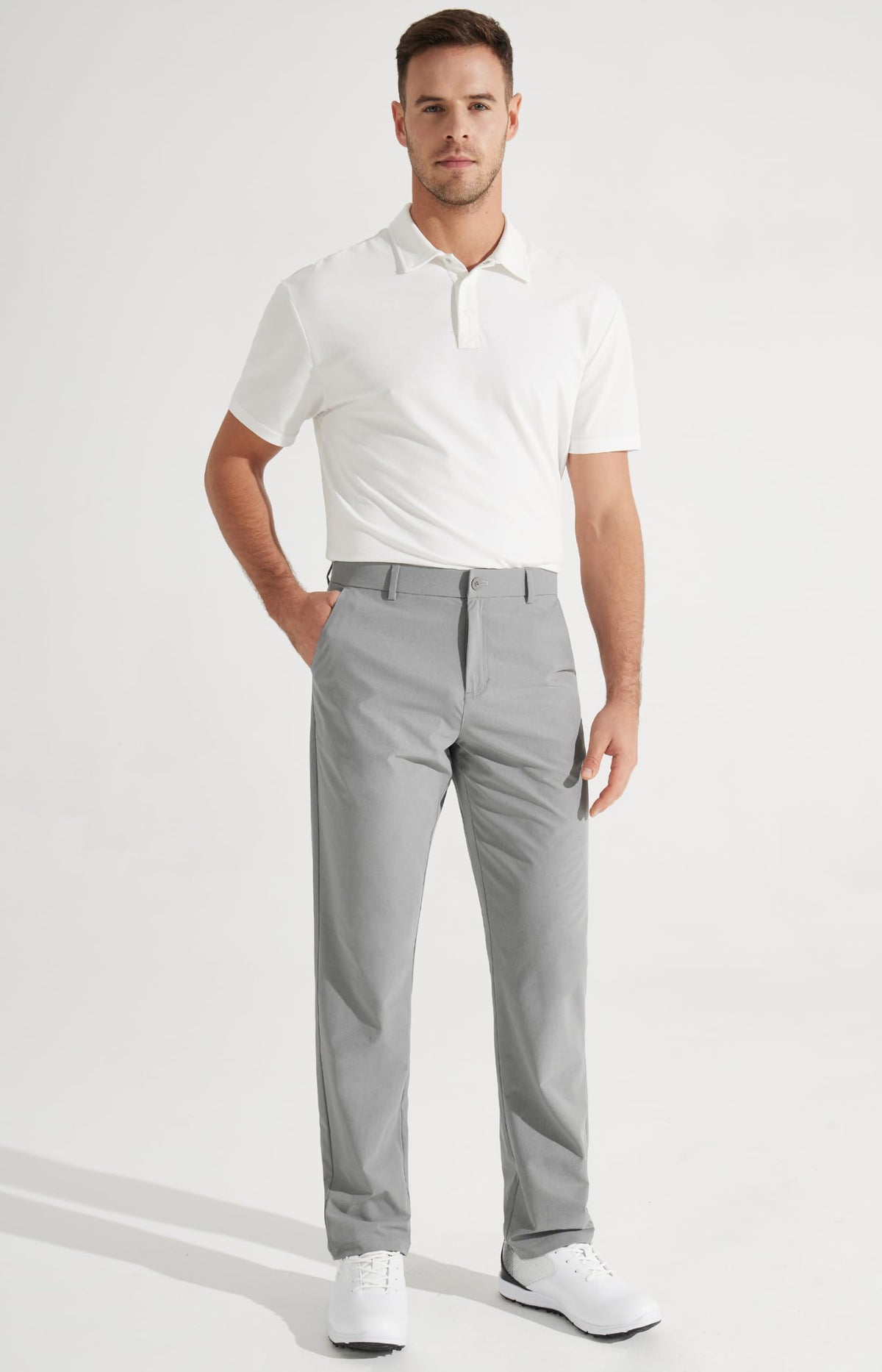 Libin Men's Work Pants Comfy Golf Pants 34" Quick Dry Lightweight Dress Slacks Business Casual Clothing for Men Travel HIiking Outdoor, Light Grey, 33W x 34L