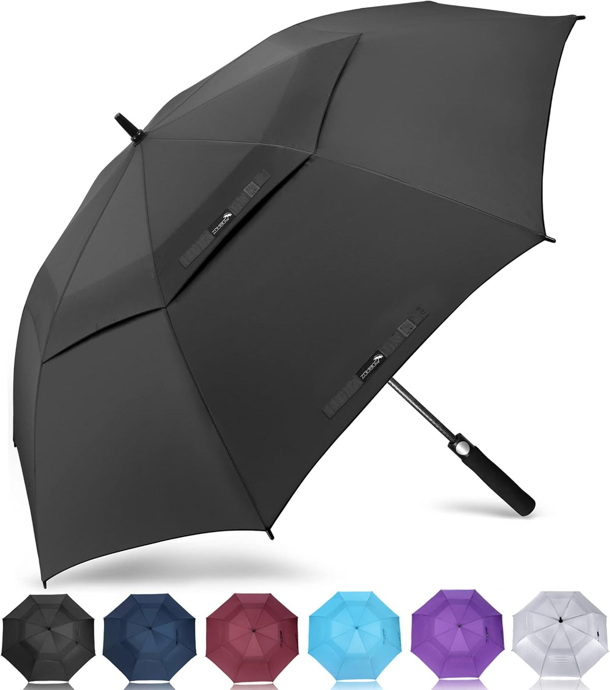 ZOMAKE Windproof Golf Umbrella - Extra Large Double Canopy for Rain & Sports | 51-72 Inch Sizes