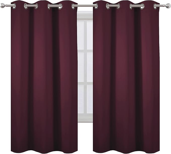 LEMOMO Burgundy Red Blackout Curtains 42 x 63 Inch Length/Set of 2 Curtain
