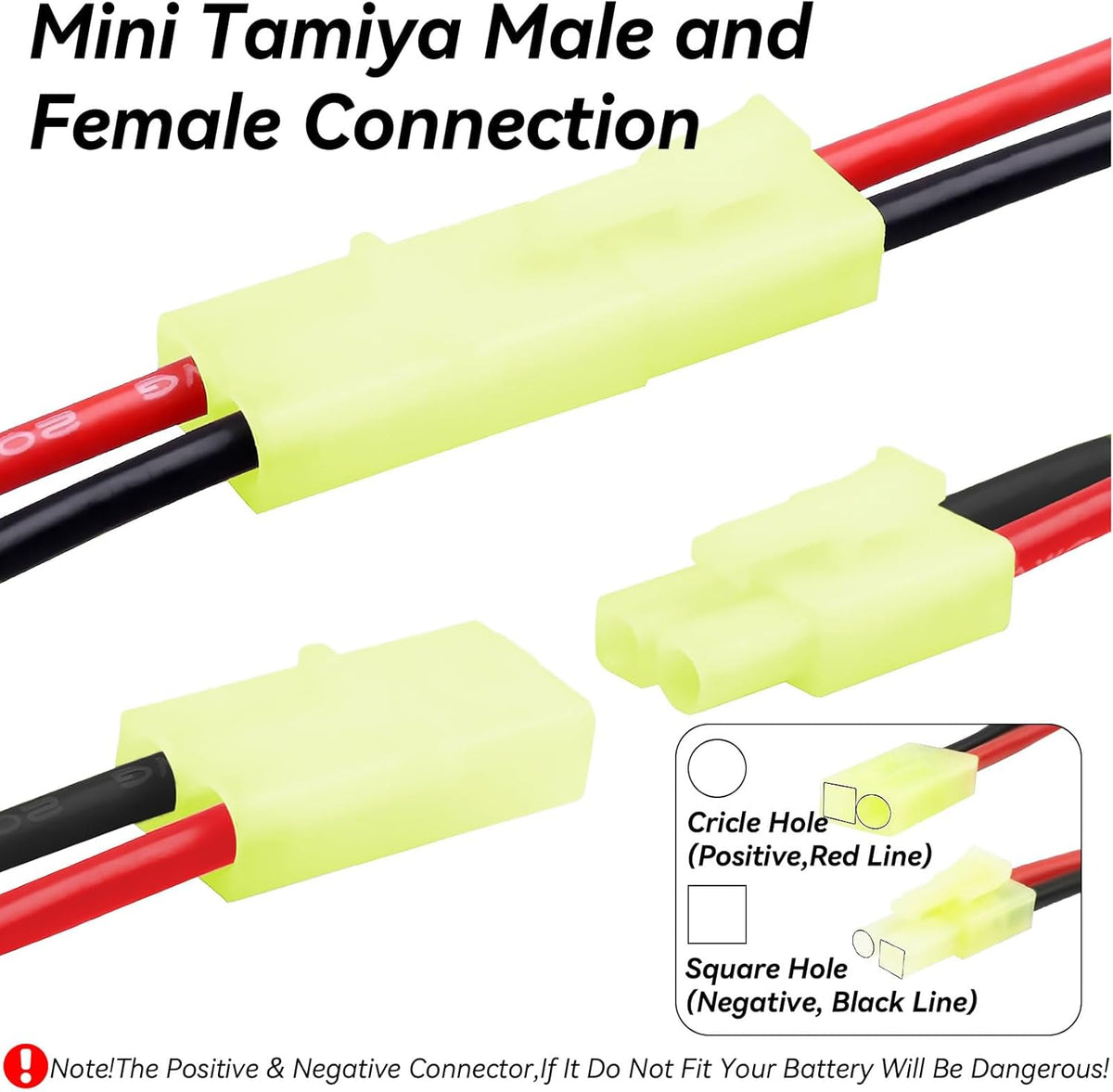 Tamiya Connector to Deans Adapter - 10 Pack 16AWG Male/Female Cable for RC Cars & Airsoft