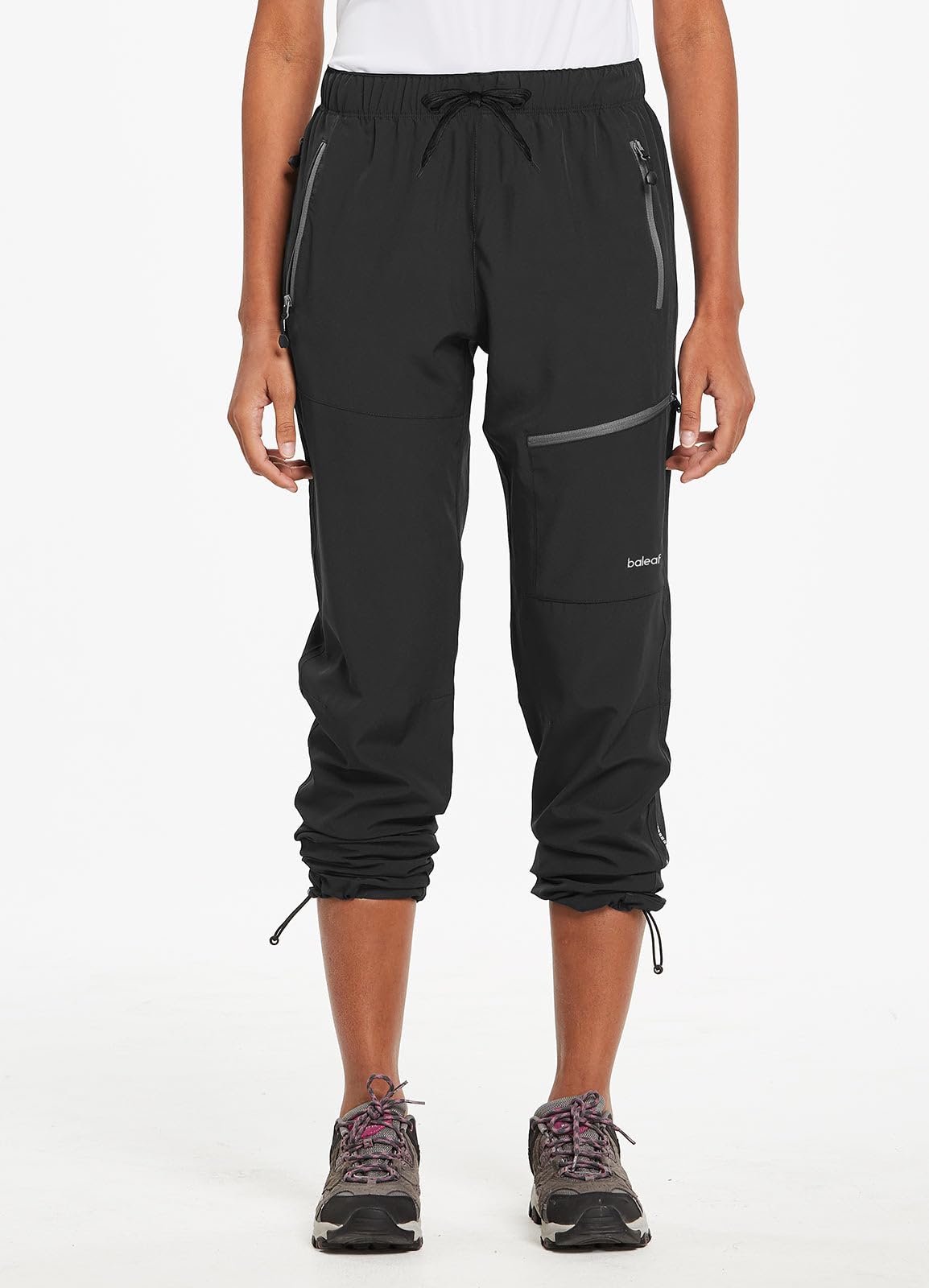baleaf Women's Hiking Pants Quick Dry Water Resistant Lightweight Joggers Pant for All Seasons Elastic Waist Black Size M