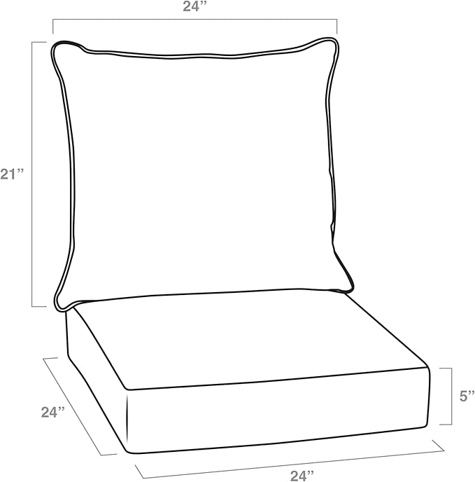 Arden Outdoor Foam Deep Seat Cushion Set, 24 in x 24 in, Weather-Proof, Rain-Proof, Fade Resistant Patio Cushion, Bottom and Back Cushion for Chair, Sofa, and Couch French Blue Texture