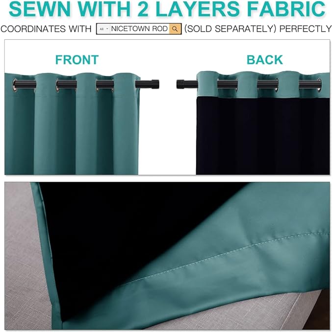 NICETOWN Complete 100% Blackout Curtain Set, Thermal Insulated & Energy