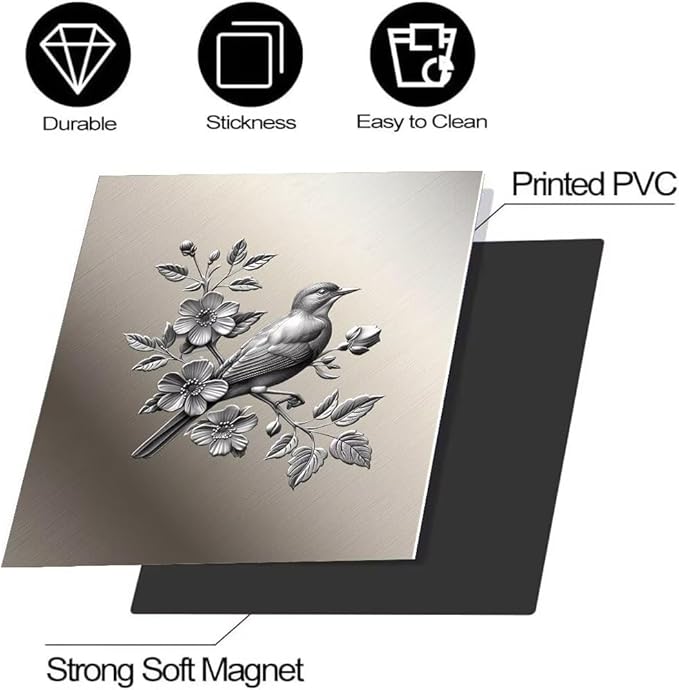 Dishwasher Magnet Cover Sticker,Stainless Steel Style Bird and Flower Pattern Magnetic Refrigerator Panel Decal Magnets Kitchen Decor Sticker Fridge Magnets Panel,23W x 26H inchs