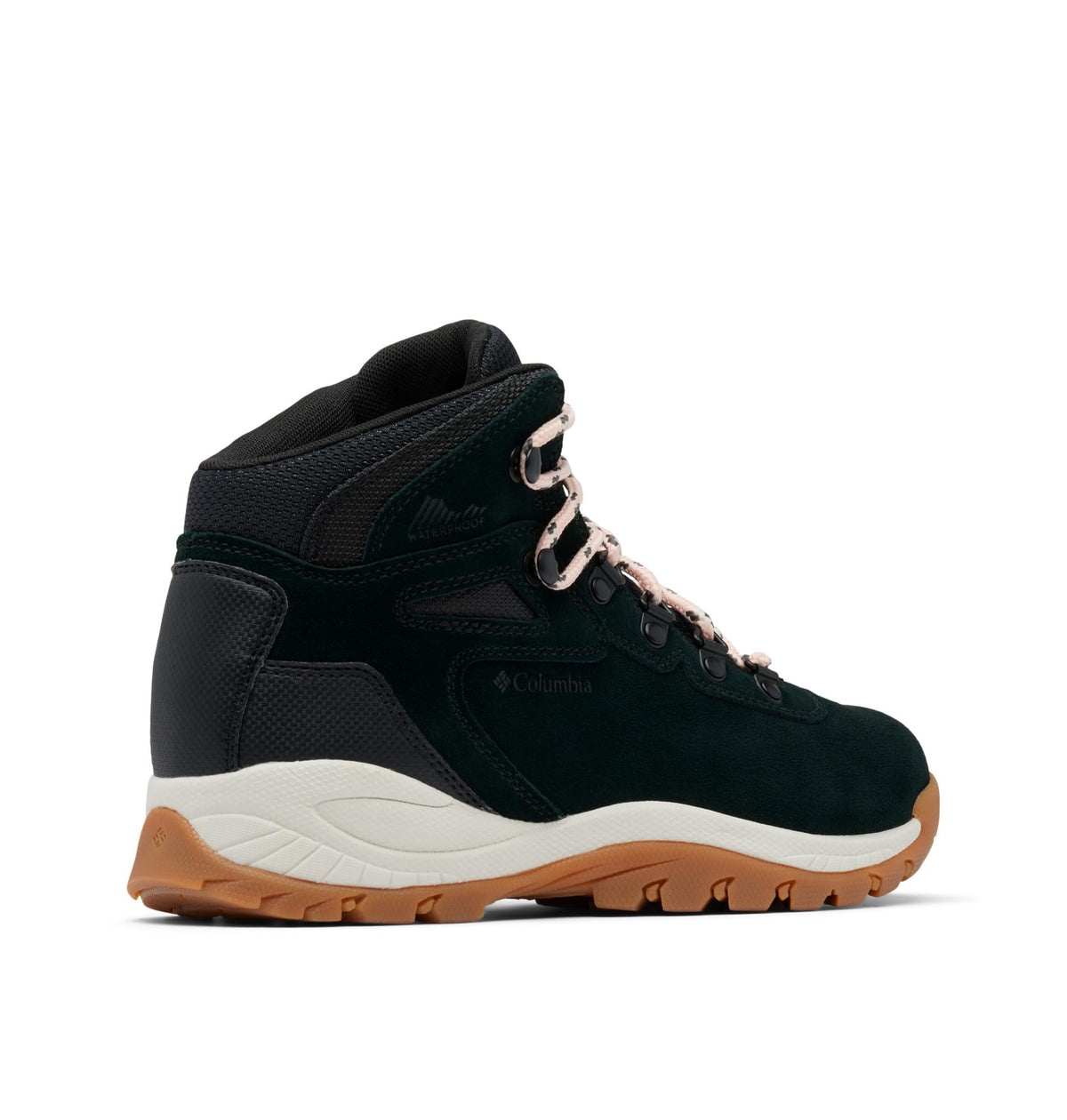 Columbia Womens Newton Ridge Plus Waterproof Amped, Black/Blush Rose, 5.5 Wide