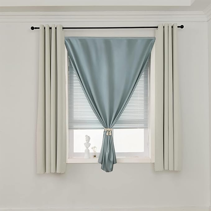 AJAZZ 100% Blackout Shades Window Cover Self Adhesive Curtains Sticky Curtain
