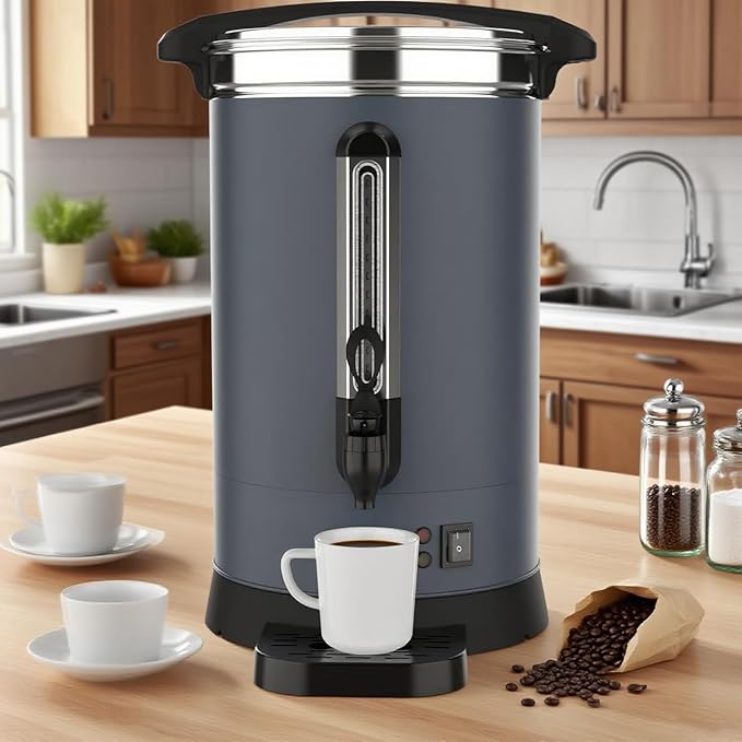 80 Cups Coffee Urn,12L Gallon Double Wall Commerical Coffee Maker for Buffet Catering Wedding Gathering,Large Capacity Hot Coffee Dispenser,Stainless Steel Hot Water Urn