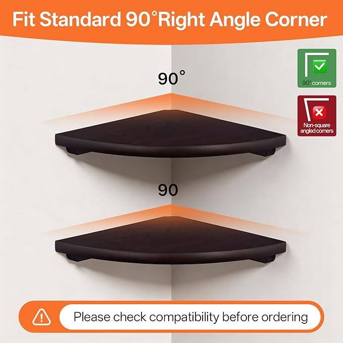 Gieanoo Corner Wall Shelf, 16inch Solid Oak Wood Floating Corner Shelf