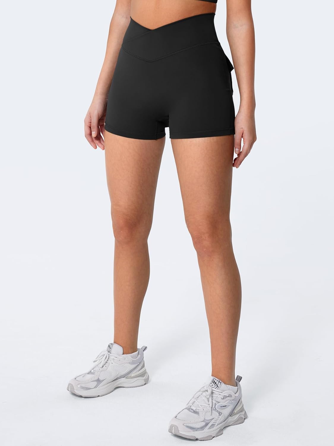 YEOREO CoreFlex Scrunch Workout Shorts - High Waisted Biker Shorts with Pockets for Women