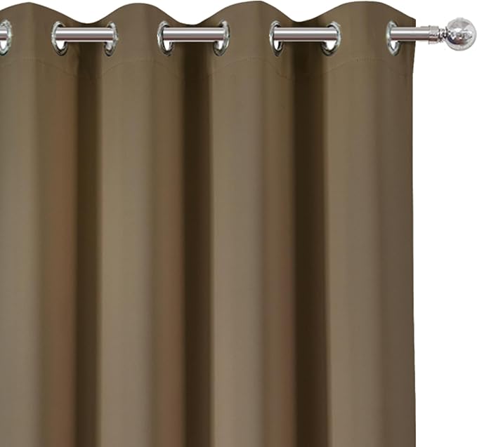 LEMOMO Blackout Curtains 66 x 95 inch/Brown Curtains Set of 2 Panels/Thermal