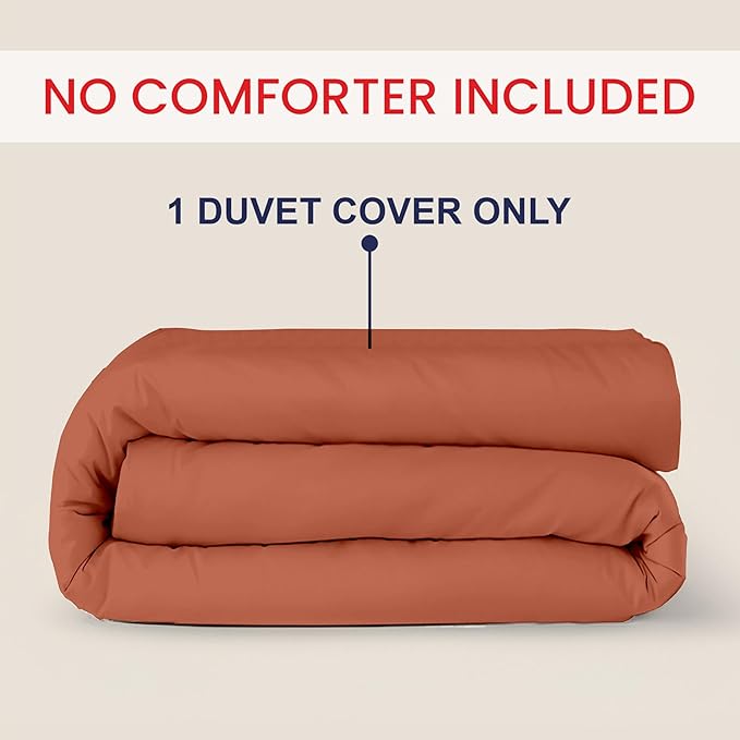 Kotton Culture 1 Pc Queen Size Duvet Cover Only -100% Egyptian Cotton Sateen 600 TC Ultra Soft Premium Durable Comforter Cover Zipper Closure & Corner Ties (Burnt Orange, Queen/Full 90" X 90")