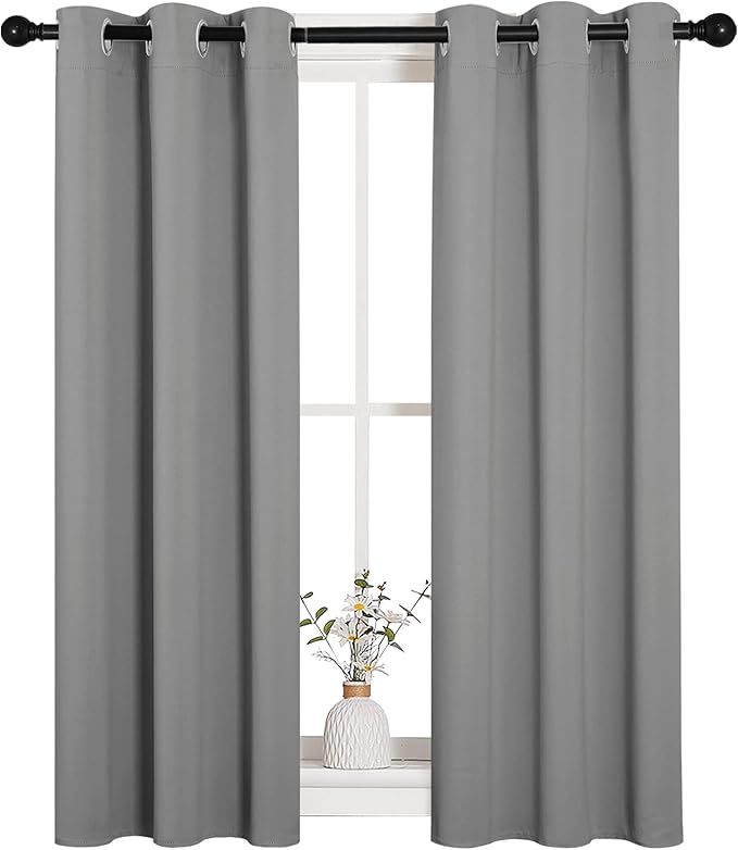 NICETOWN Silver Grey Blackout Curtain Panels