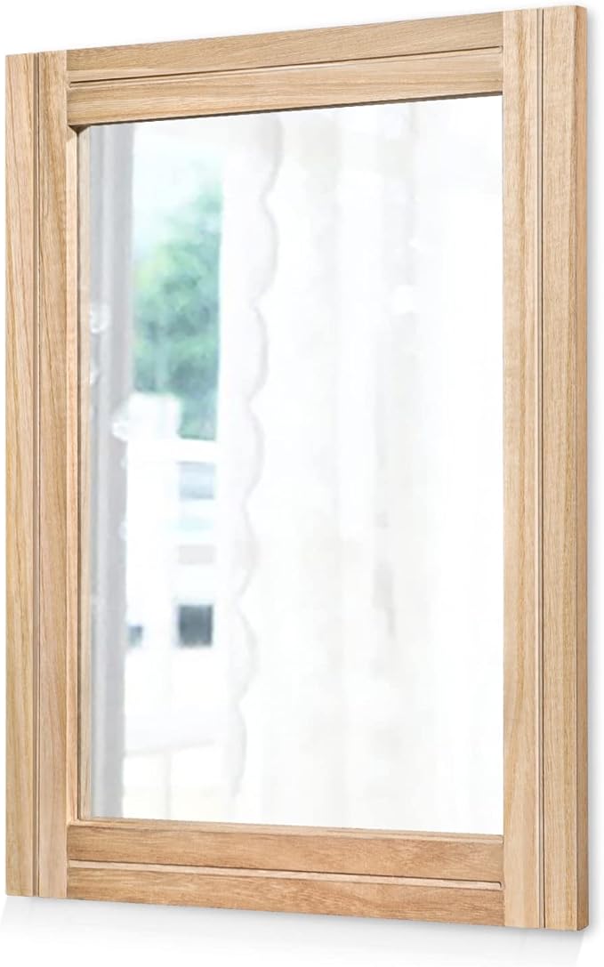 AAZZKANG Rustic Mirrors for Wall Rectangle Wood Frame Mirror 50 x 40 cm