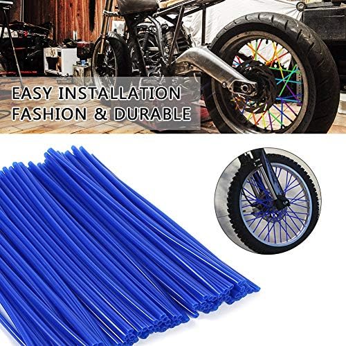 1 Pack Wheel Spoke Wraps, Motorcycle Street Bike Spoke Rims Covers Wheel Decoration Protector (Blue)
