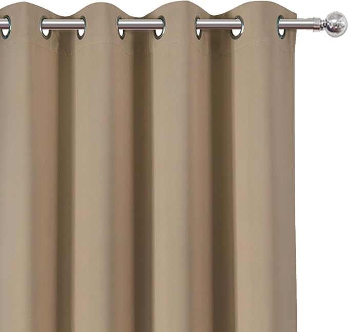 LEMOMO Blackout Curtains 52 x 84 inches Long Natural Curtains Set of 2 Panels