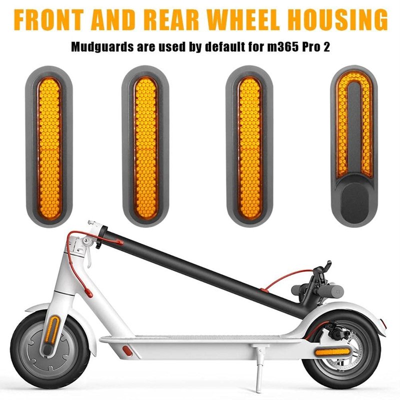 spier Set of 4 Scooter Replacement Parts Scooter Side Covers with Rear Reflector Made of Plastic, Reflective Rear Wheel Covers Compatible with Xiaomi M365 /Pro/Pro 2/1S/Scooter 3 Electric Scooter