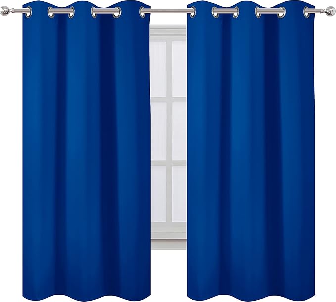 LEMOMO Royal Blue Thermal Blackout Curtains/42 x 72 Inch/Set of 2 Panels Room