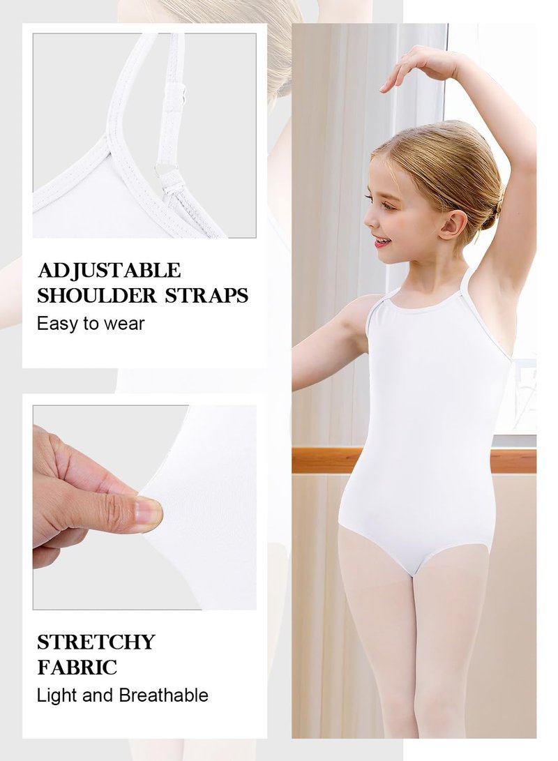 XiaoMoSha Girls Seamless Camisole Undergarment Leotard White Bodysuits for Ballet Dance Gymnastics Size 3-14 Years Old,White,110(3-4Y)