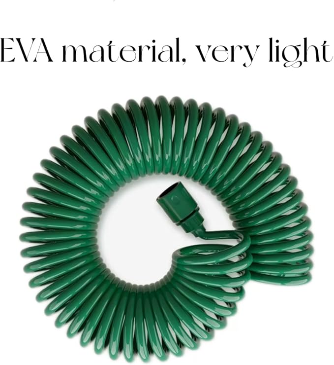 Retractable Garden Hose 66 FT, EVA Flexible Curly Water Pipes with 7-Pattern Spray Nozzle for Boat, Greenhouse, Yard, Patio, Green