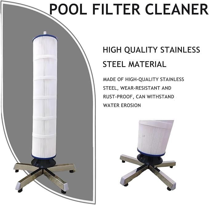Cleaning Tool for Swimming and Spa Filter, Stainless Claw Steel Stand, Spinning Clean for 3, 4, 6 in Pool Cartridges