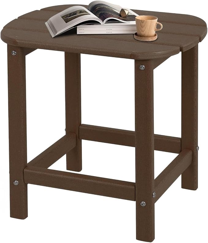 Plawdlik Adirondack Side Table,HDPE Weather Resistant,Wooden Textured for Adirondack Chairs,Patio,Garden, Porch, Backyard Use, Coffee