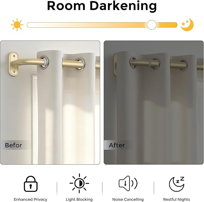 Curtain Rods 36-120 Inch, 1 Inch Adjustable Long Heavy Duty Room Darkening
