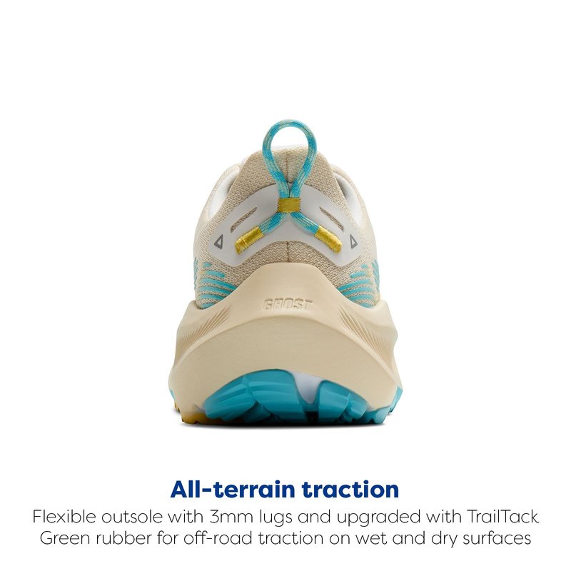 Brooks Women's Ghost Trail, Versatile Off-Road Running Shoe for Rugged Terrain - Sand/Star White/Golden Hour - 8 Medium