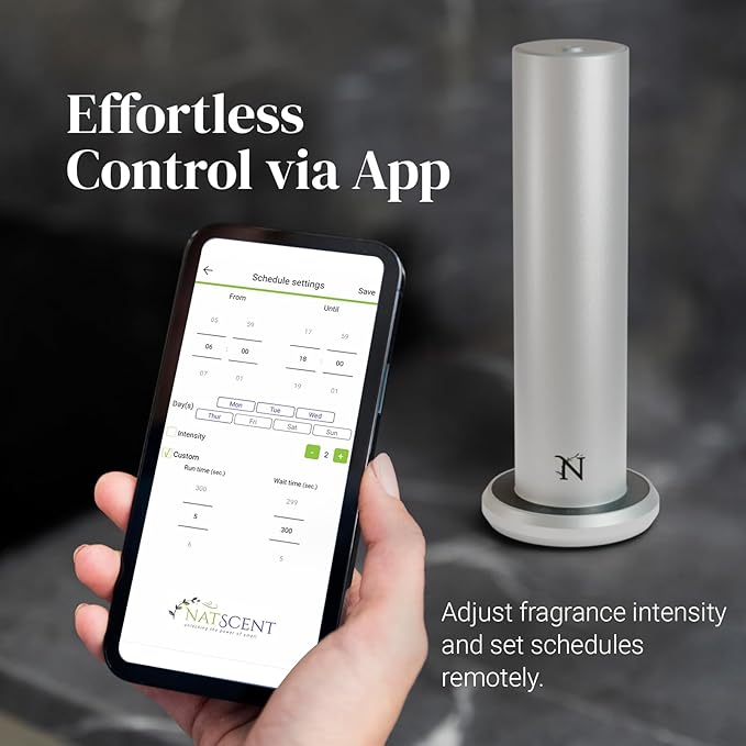 Dynamo Essential Oil Diffuser for Home with Fragrance Sample, App & Manual Control, Cold-Air Scent Diffusers for Home,Large Room, Hotel Scent Diffuser 1000sq. ft. Silver, Aroma Diffusers