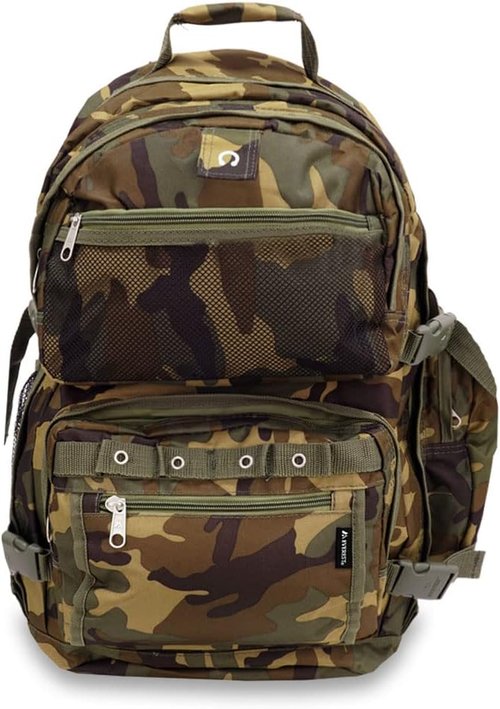 Everest Woodland Camo Backpack - Oversized Camouflage Bag, One Size, Model C3045R