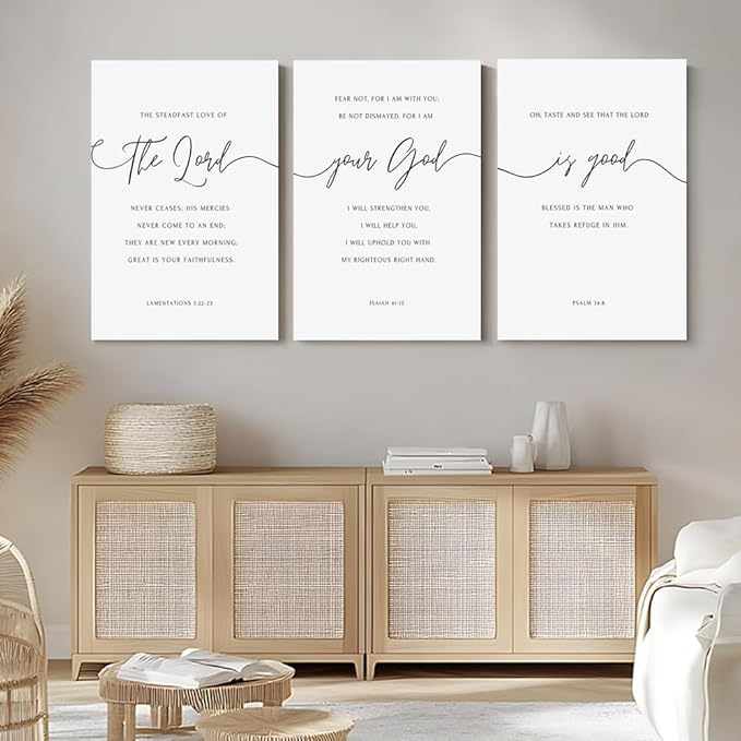GUBIYU The Lord Your God Is Good Wall Art Black and White Christian Home Decor
