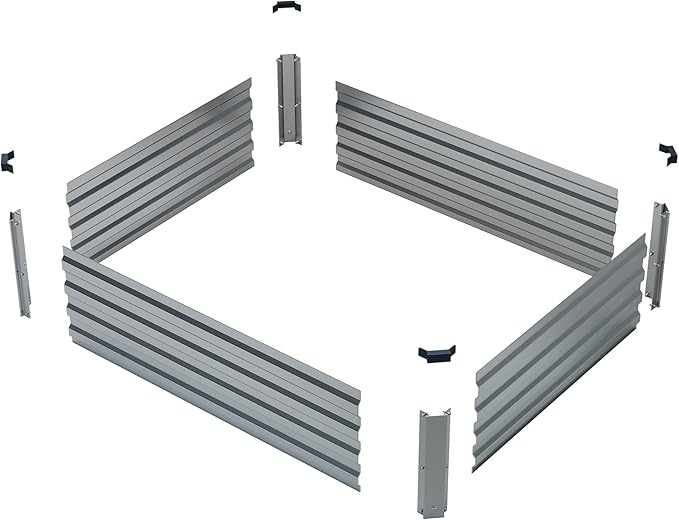 4×3×1FT(2PCS) Galvanized Raised Garden Bed Kit Metal Planter Boxes,Large Raised Garden Bed for Planting Vegetables,Flowers,Herbs -Silver