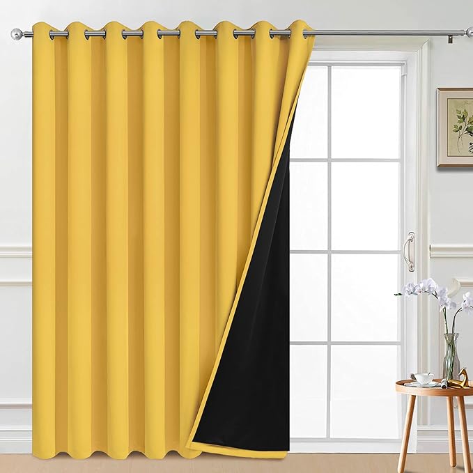 Yakamok 100% Blackout Thermal Insulated Curtains, Noise Reducing Barrier Panel