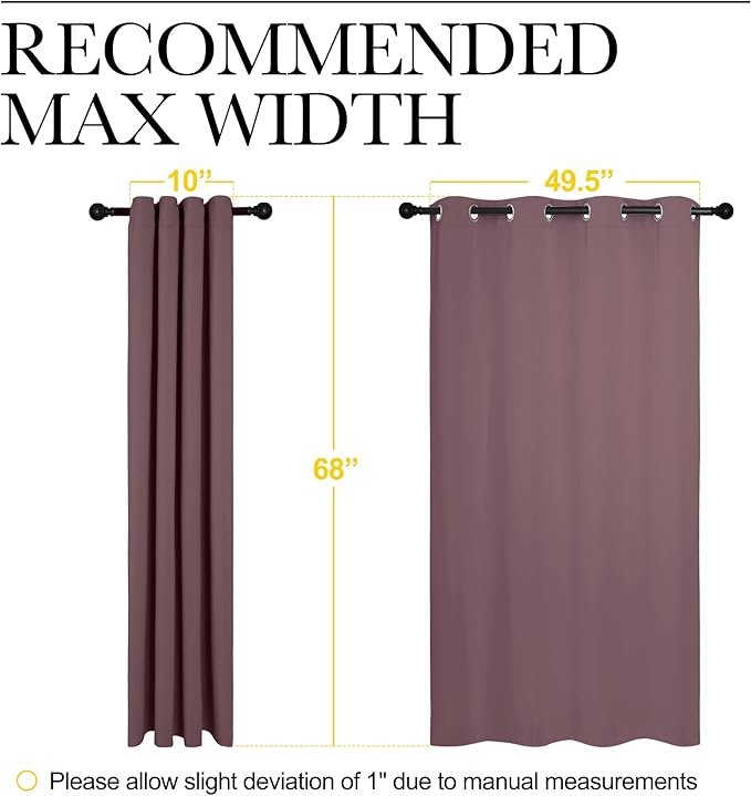 NICETOWN Bedroom Curtain Panels Blackout Draperies, Dry Rose, 1 Pair, 55 by