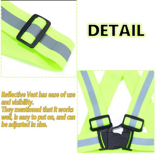 GEMILY Neon Green Vest Reflective High Visibility Safety Warning Vest Sparkly Adjustable Straps for Walking Jogging Cycling(Green)